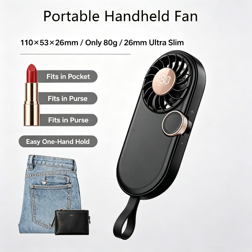 11000RPM Mini Pocket Fan Lipst - Led Mouth Tray recension och pris